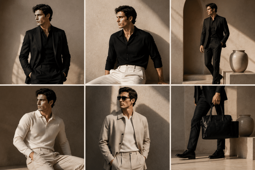 VELARÉ men's boutique category showcase – luxury menswear collection
