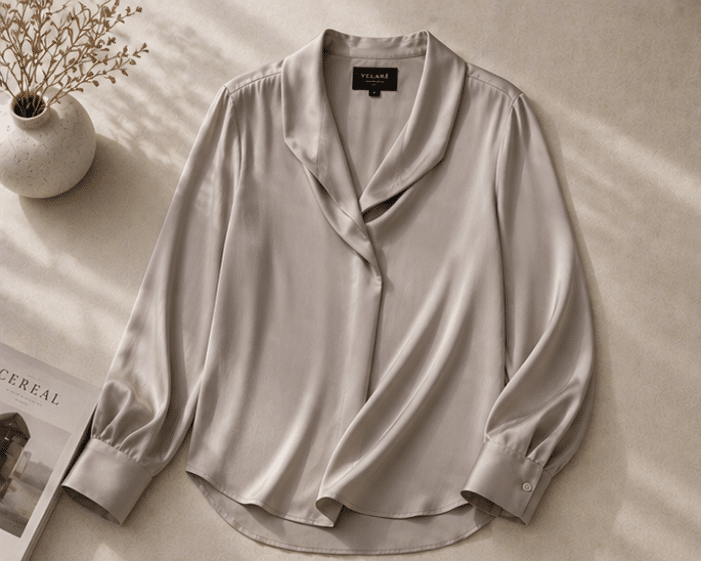 VELARÉ VELARÉ Ivory Silk-Blend Relaxed Shirt — flat lay, luxury menswear